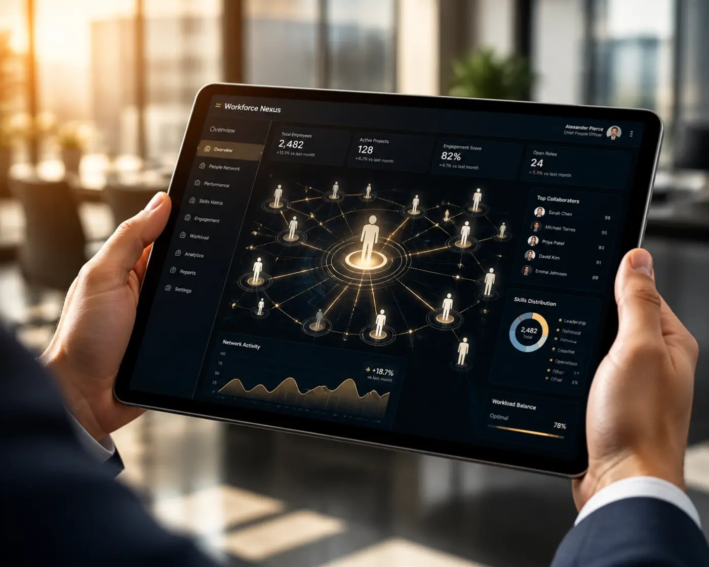 Data visualization of workforce management representing algorithmic labor and employment law expertise.