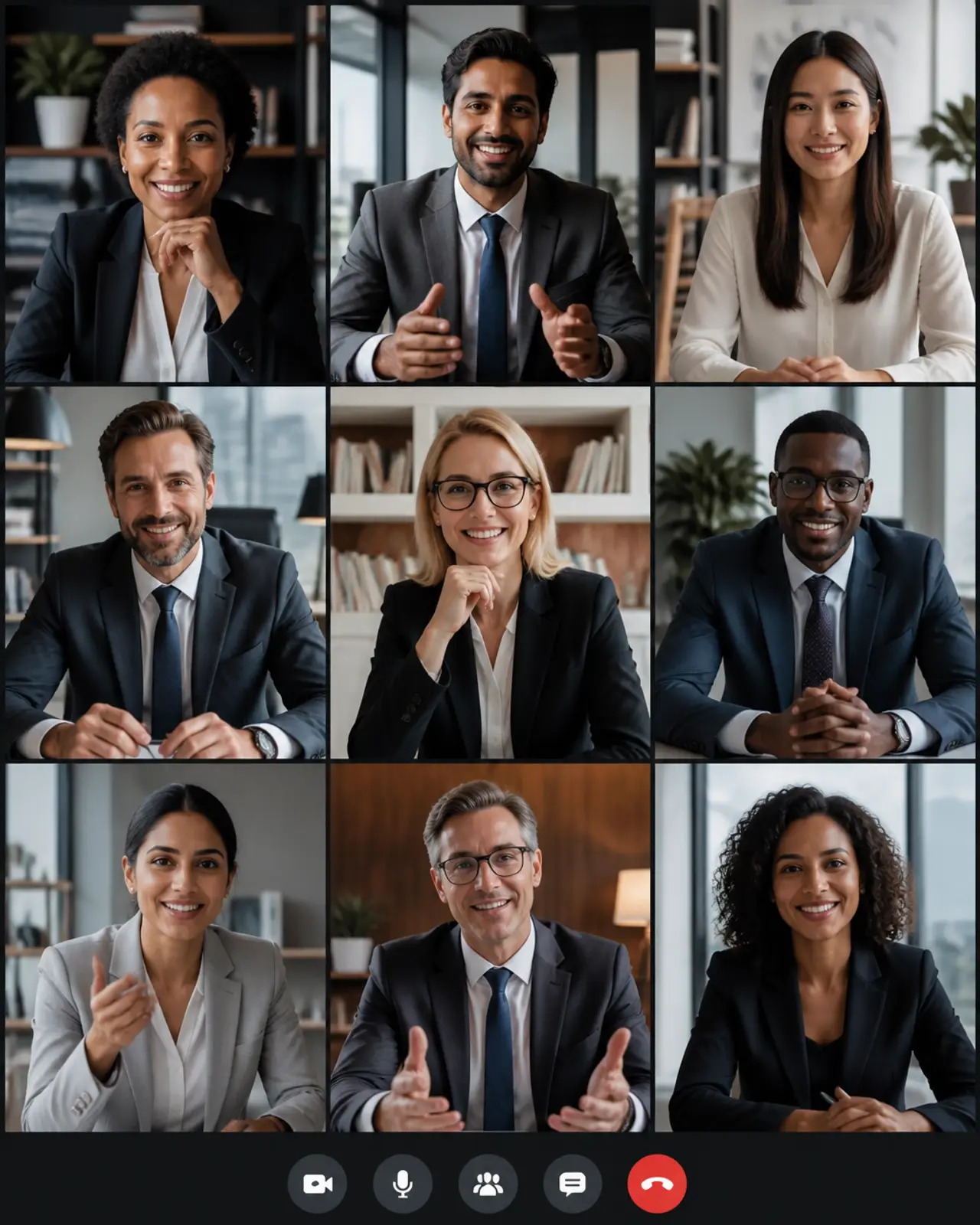 Professional attorneys collaborating via high-resolution video conferencing