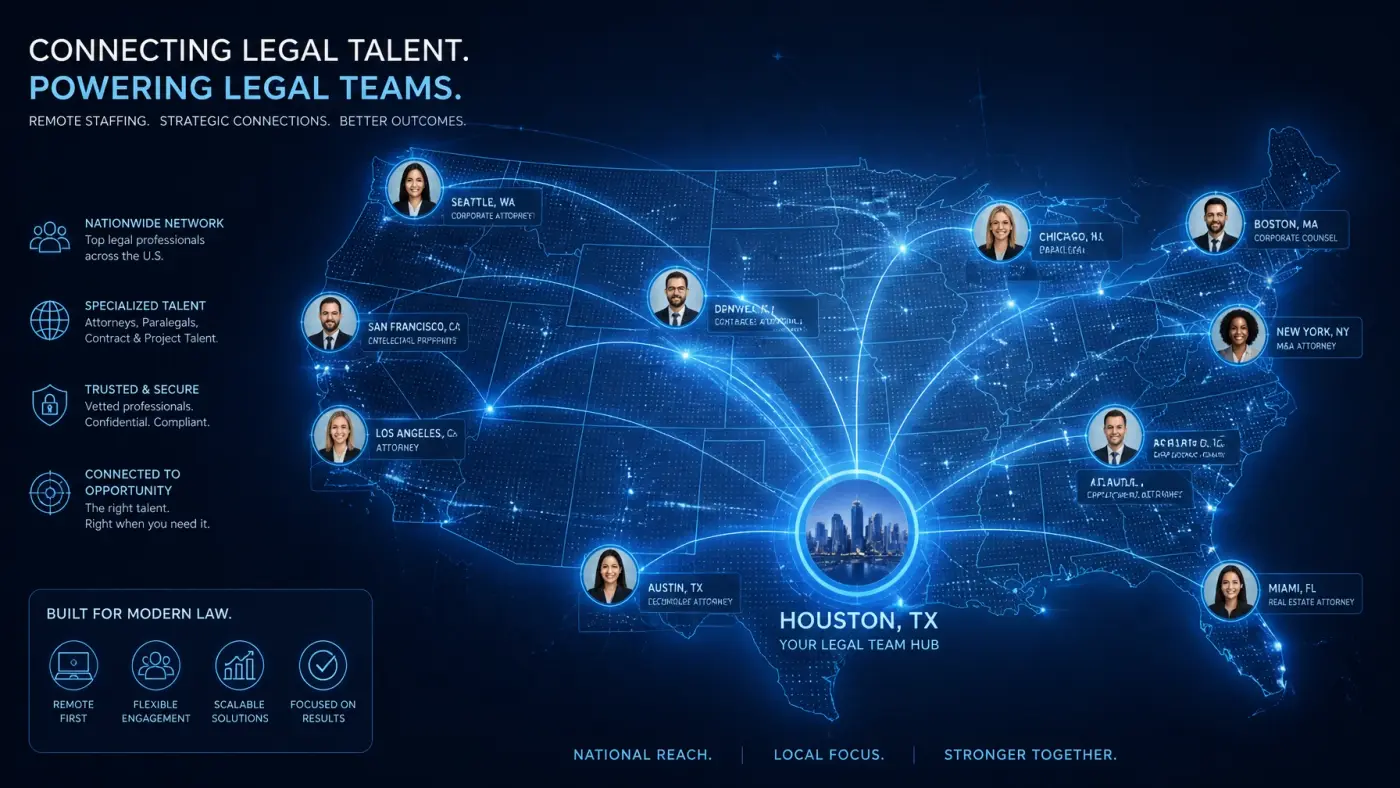 Digital visualization of a talent network representing the reach of modern legal recruiting firms