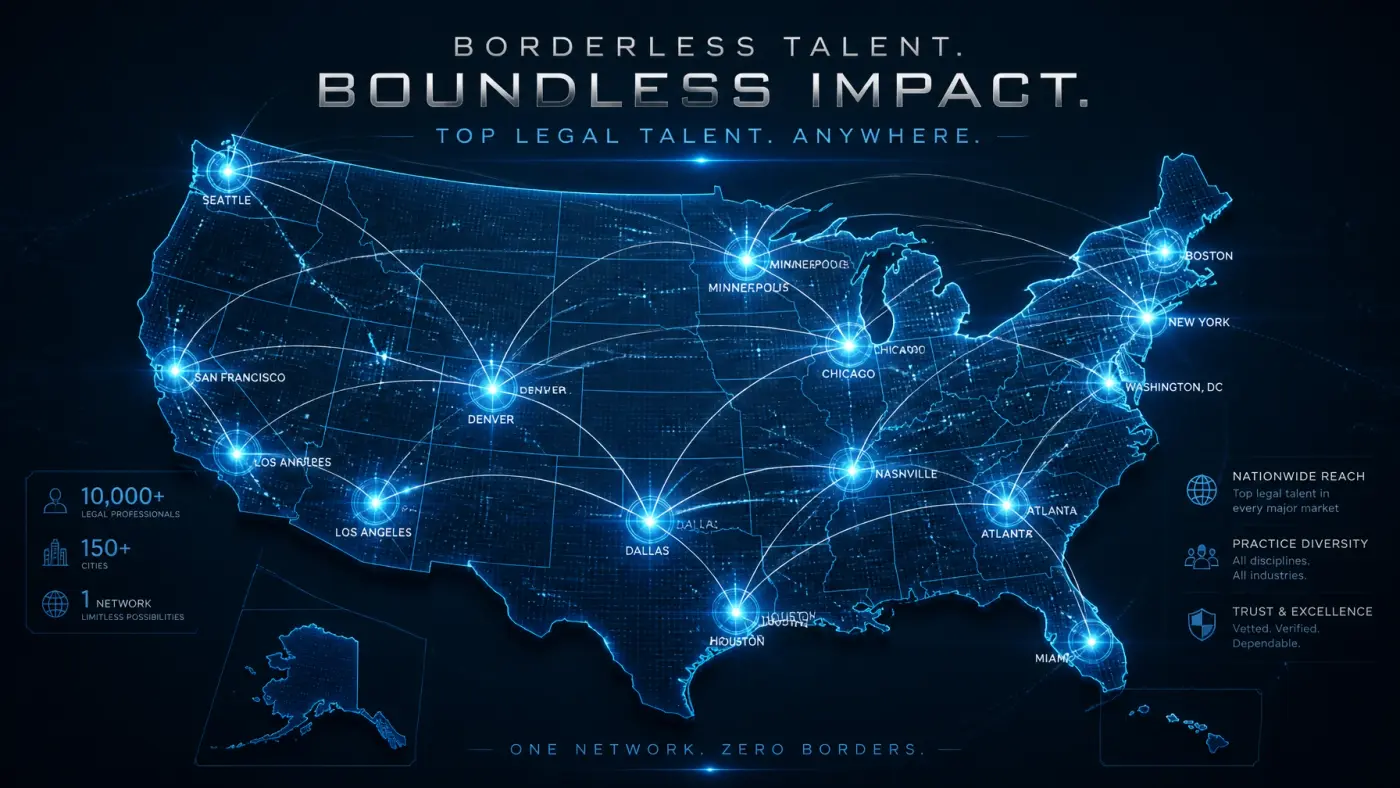 A digital map showing a borderless talent network across the United States
