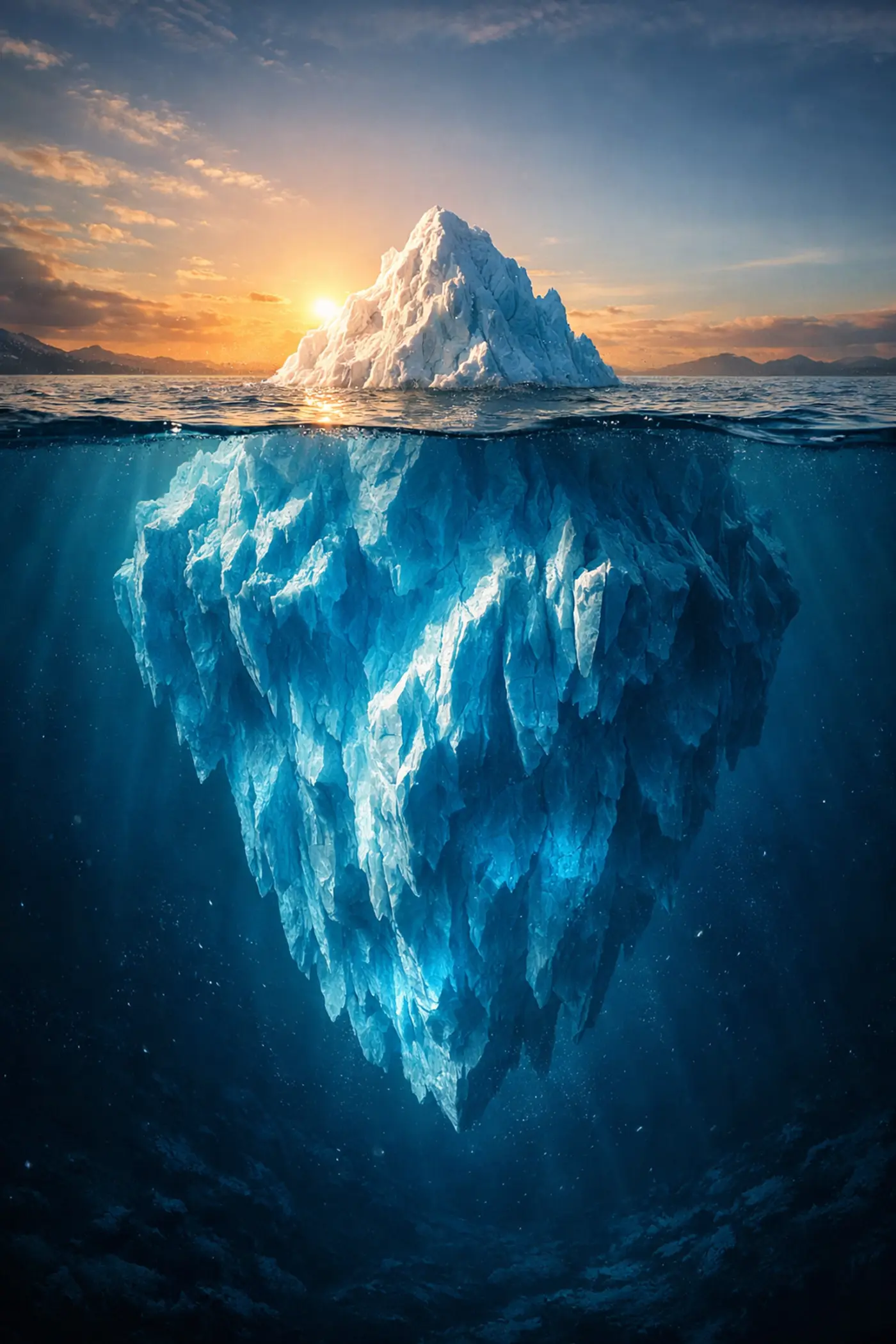 Iceberg illustrating hidden law firm overhead costs beyond base employee salary.