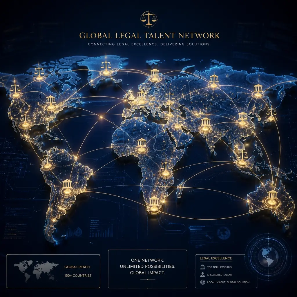 Digital map showing connected legal talent network