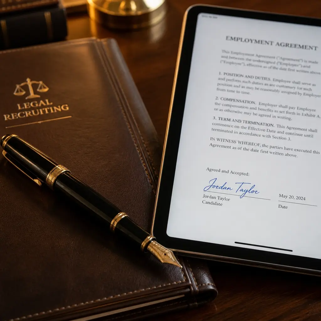 Professional legal folder and digital tablet