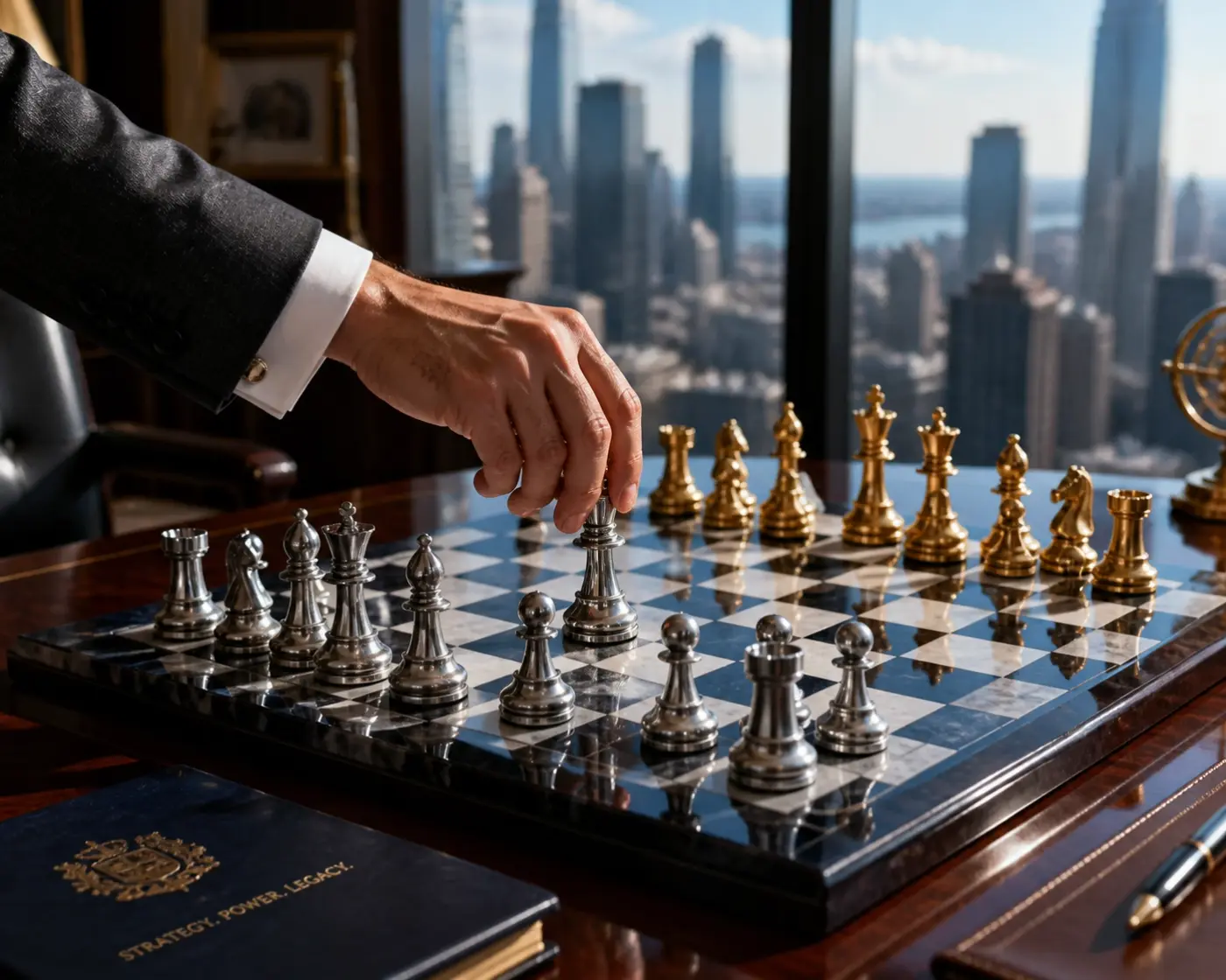 Strategic move on a chessboard representing law firm growth and legal search firm selection.