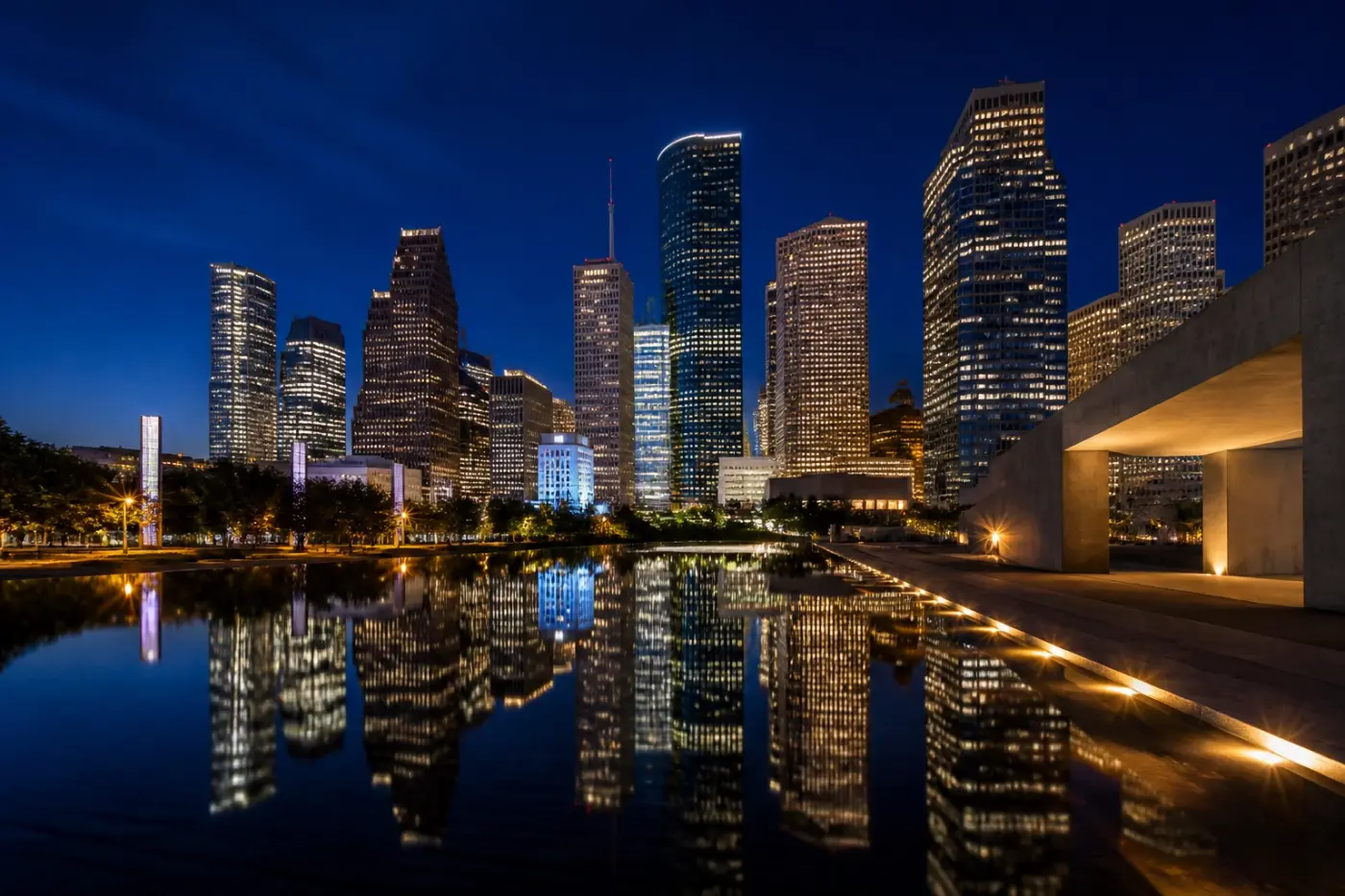 Houston skyline illustrating the local market for houston legal staffing and recruitment services.