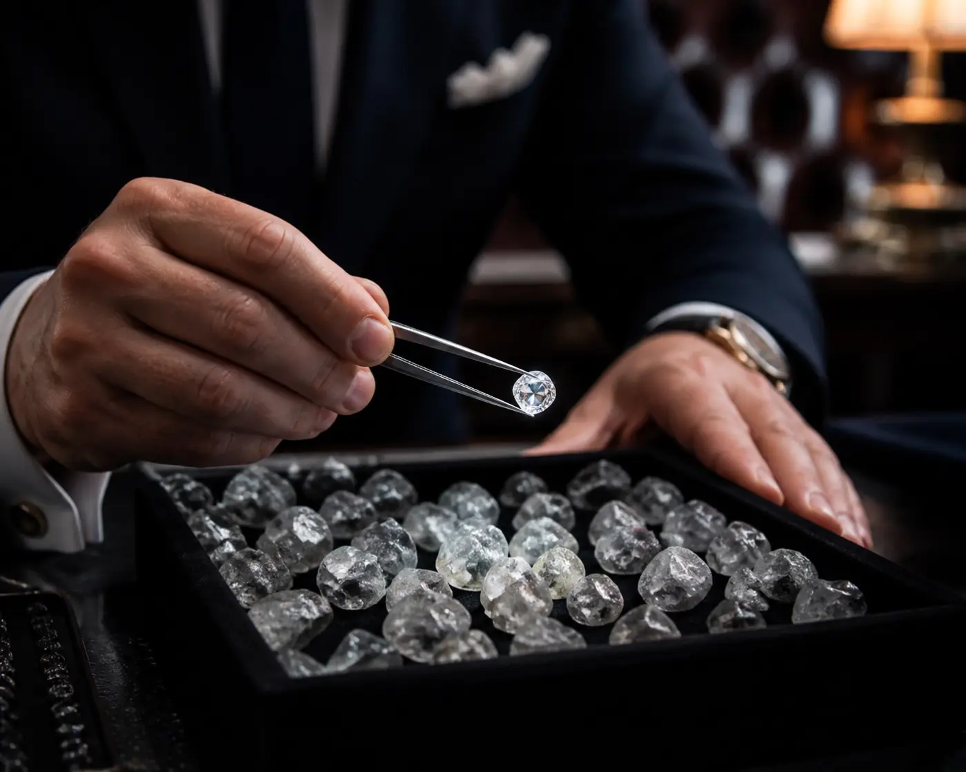 Selecting a diamond representing the precision vetting process used by top legal recruitment firms.