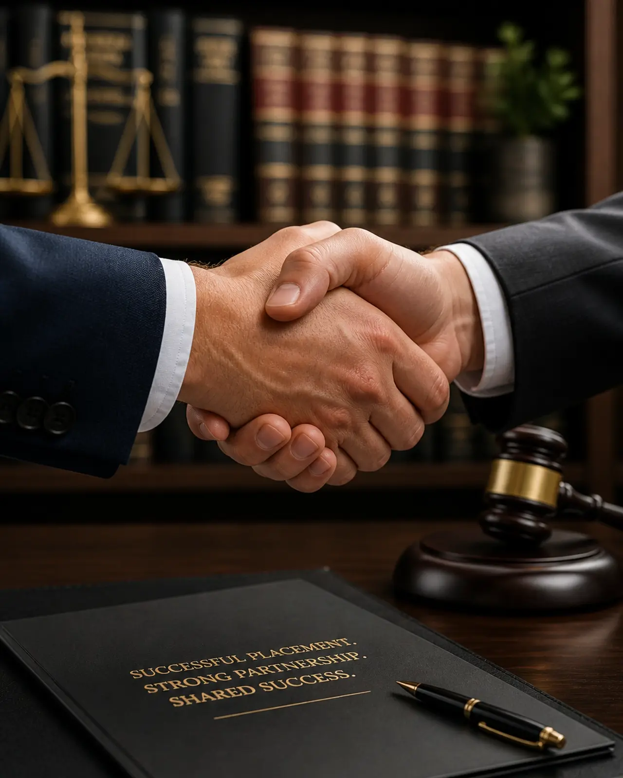 A close-up of a firm handshake signifying a successful direct-hire placement and trust.