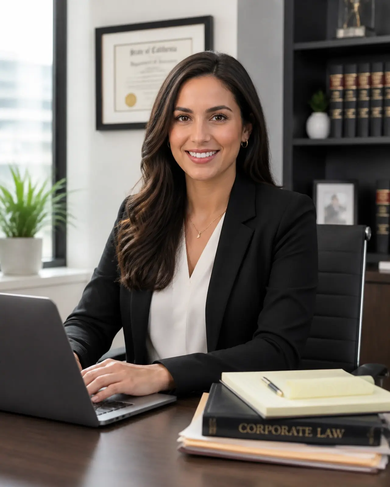 A successful legal professional in a modern office setting