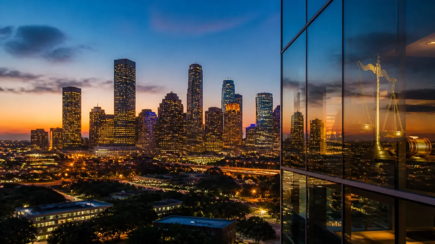 The Houston skyline at dusk, representing the vibrant Houston legal market.