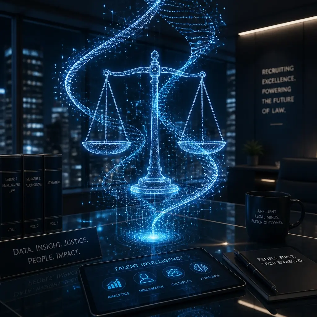 Abstract representation of AI and legal technology in a modern firm
