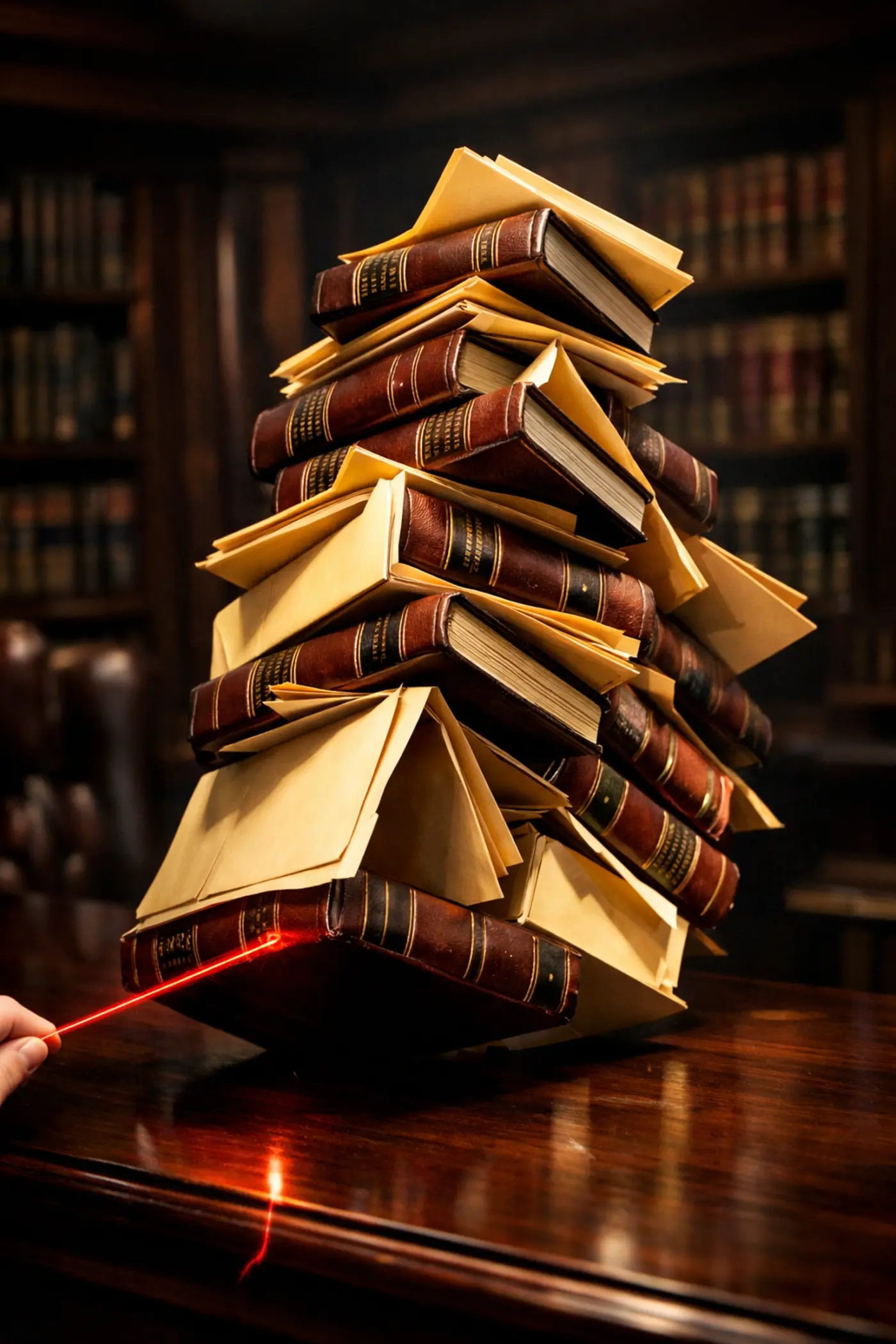 A house of cards made of legal folders illustrating the risks of improper worker classification.