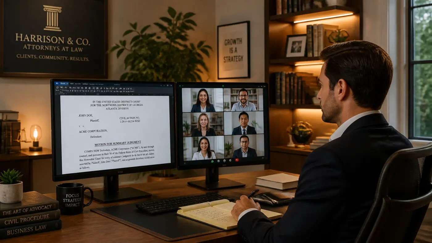Remote legal professional working effectively