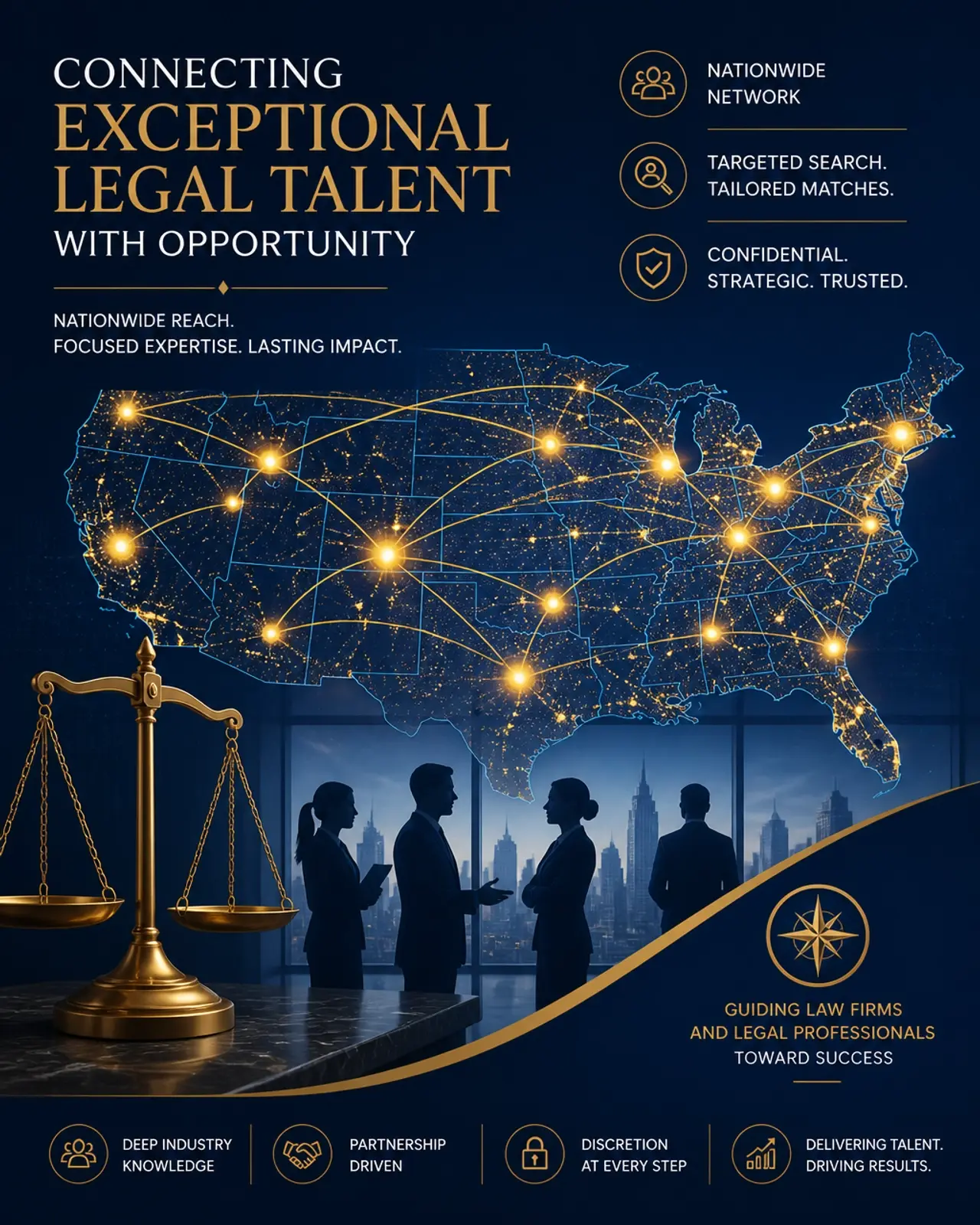 Digital graphic of legal talent acquisition nodes
