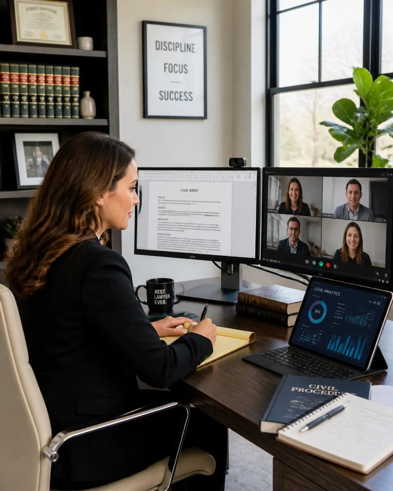 Remote Lawyer Working with AI Tools