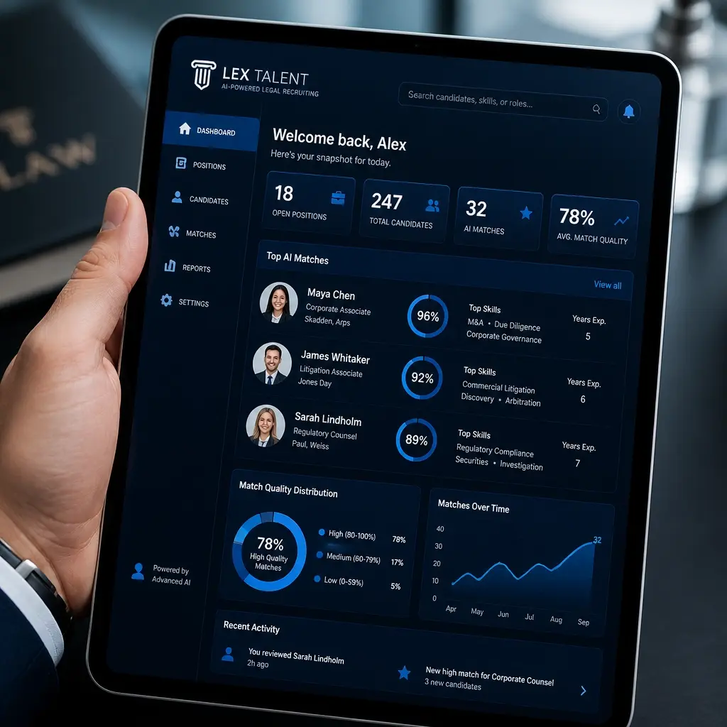Data-driven recruitment dashboard on a tablet