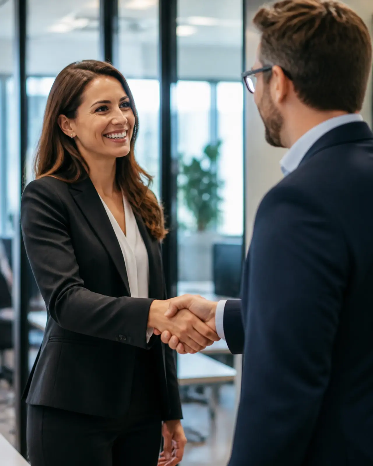 Successful handshake symbolizing direct-hire placement