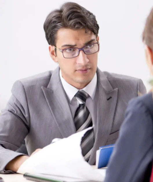 Legal professional meeting with a client